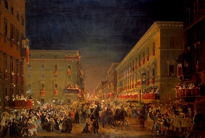 Ippolito Caffi,Via del Corso (1850)